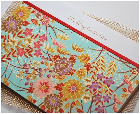 chiyogami turquoise ~ wedding stationery little jem