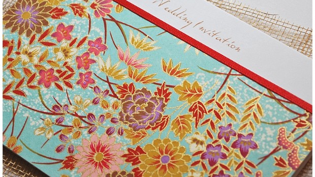 chiyogami turquoise ~ wedding stationery little jem