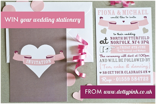winyourweddingstationerydottypink