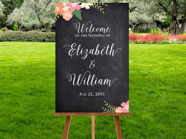 Wedding Welcome Sign Chalkboard Rustic Welcome Sign Calligraphy Wedding Sign Wedding Reception Sign Personalized Printable Wedding Sign