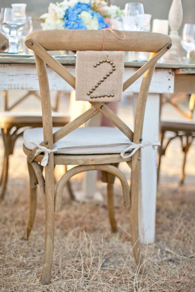 rustic chair number sign