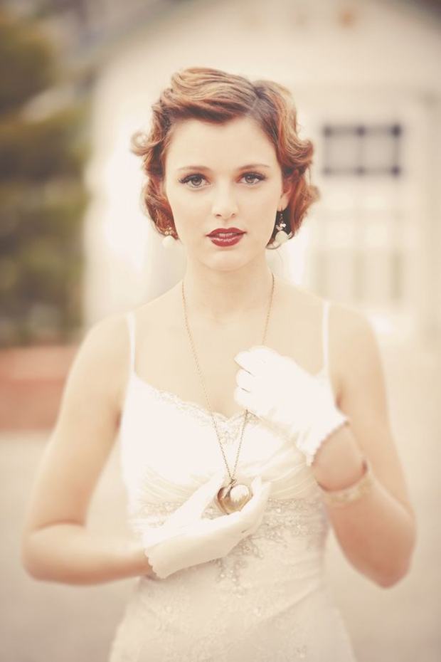 vintage styled short wedding hair