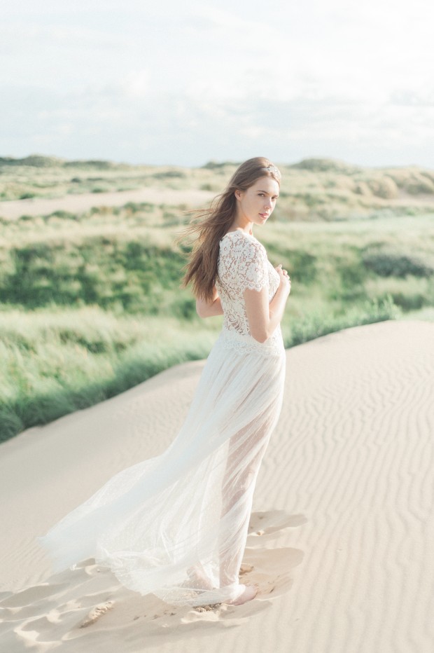 Ethereal & Beautiful Fine Art Bridal Editorial: Lace, Light, Sand & Sea
