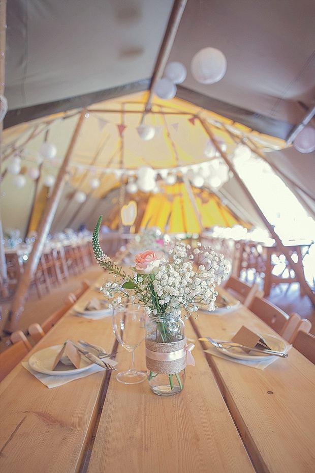 Kooky Pastel Pink & Mint Tipi Wedding With Lanterns & Bunting: Natalie & Tom