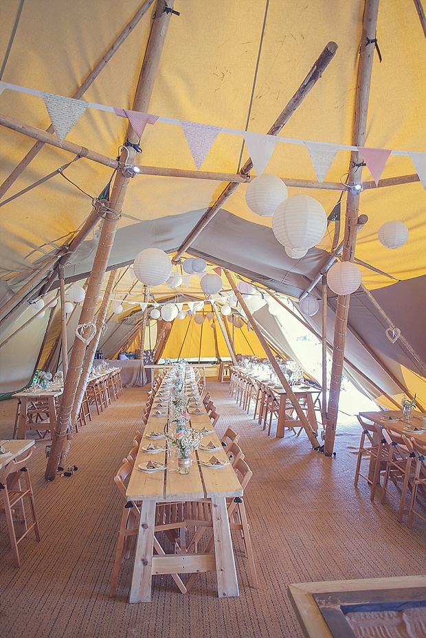Kooky Pastel Pink & Mint Tipi Wedding With Lanterns & Bunting: Natalie & Tom