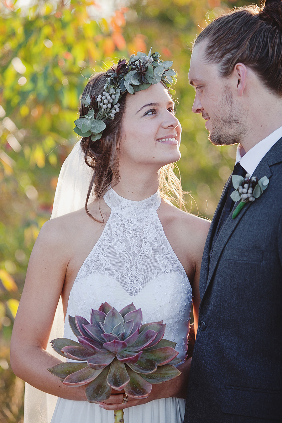 Foliage Crowns, Tree Stumps & a Giant Succulent Bouquet for an Earthy, Rustic Wedding: Chris & Mel Foliage Crowns, Tree Stumps & a Giant Succulent Bouquet for an Earthy, Rustic Wedding: Chris & Mel